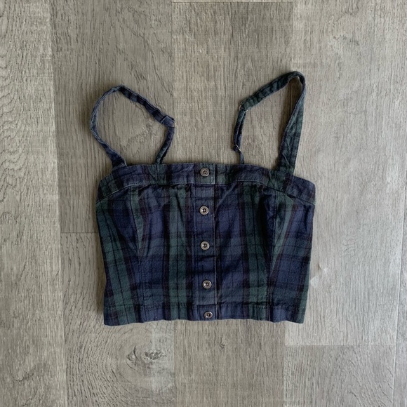Hollister Tops - 3/$10 Blue and Green Plaid Corset Crop Top
